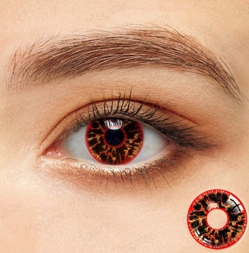 YOUPLUS コスプレコンタクトレンズ,2ピース/ペア,ハロウィーン用 Black Crack