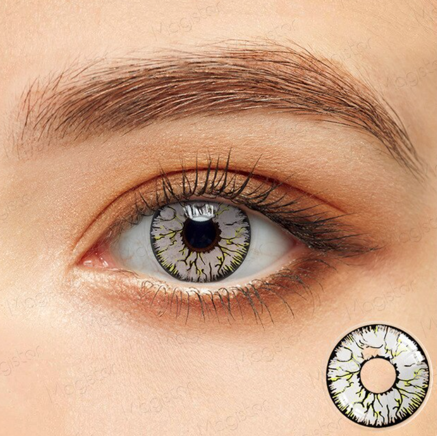 YOUPLUS コスプレコンタクトレンズ,2ピース/ペア,ハロウィーン用 White Crack