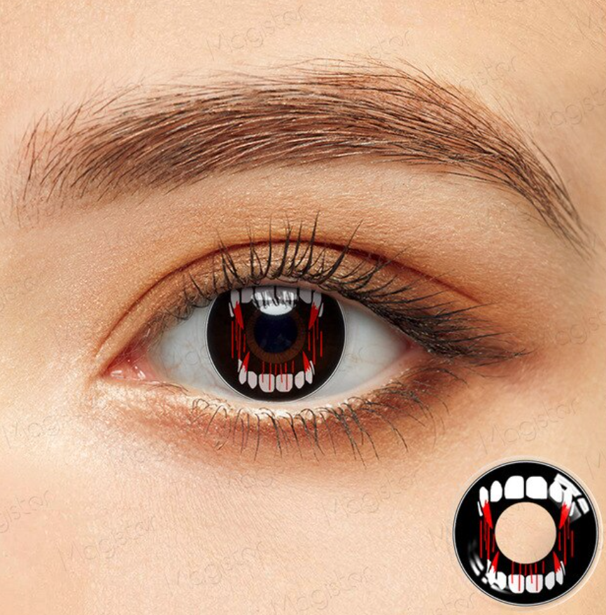YOUPLUS コスプレコンタクトレンズ,2ピース/ペア,ハロウィーン用 Black