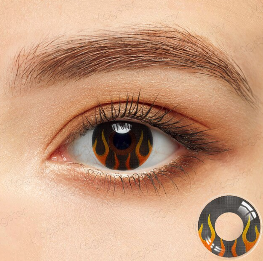 YOUPLUS コスプレコンタクトレンズ,2ピース/ペア,ハロウィーン用 Black Fire