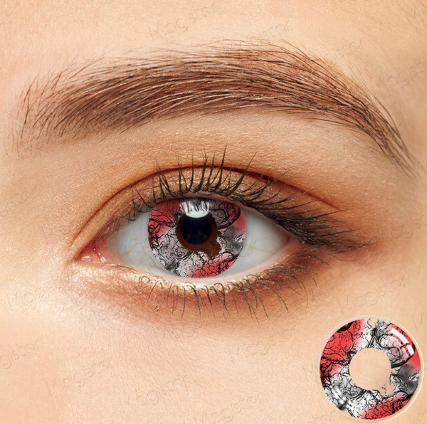 YOUPLUS コスプレコンタクトレンズ,2ピース/ペア,ハロウィーン用 Red