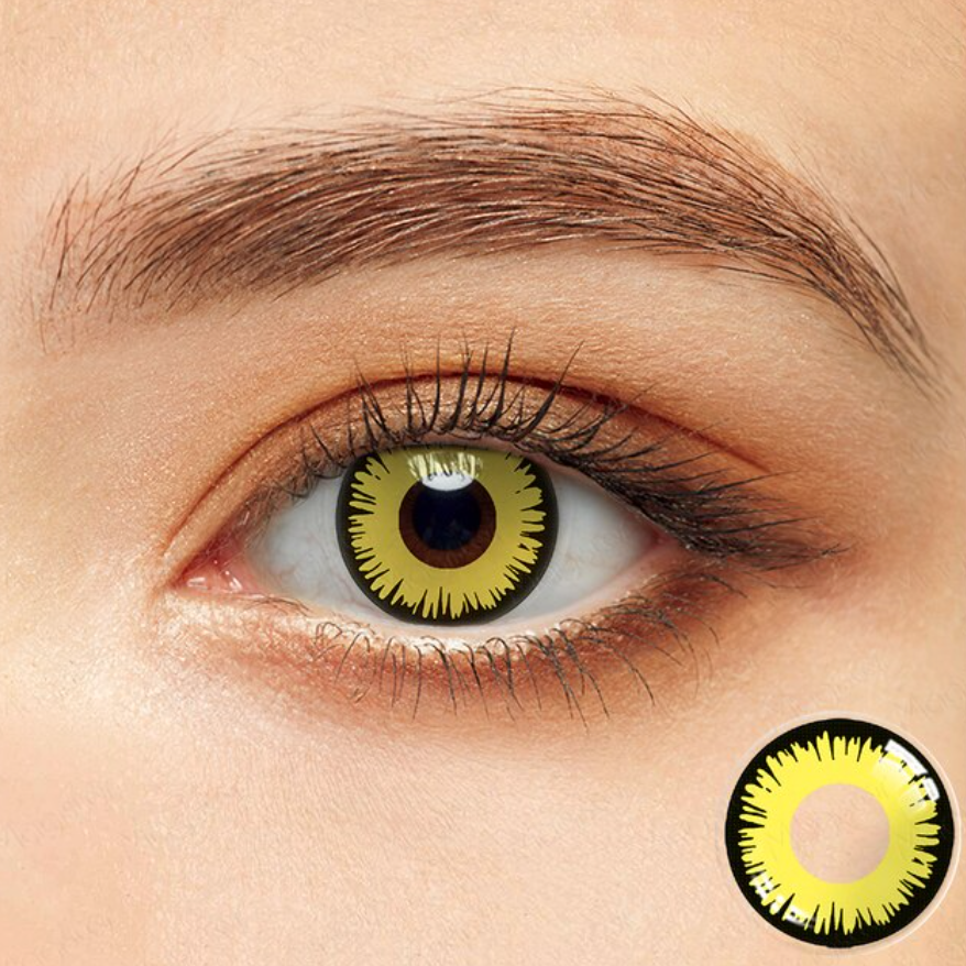 YOUPLUS コスプレコンタクトレンズ,2ピース/ペア,ハロウィーン用 Yellow Black