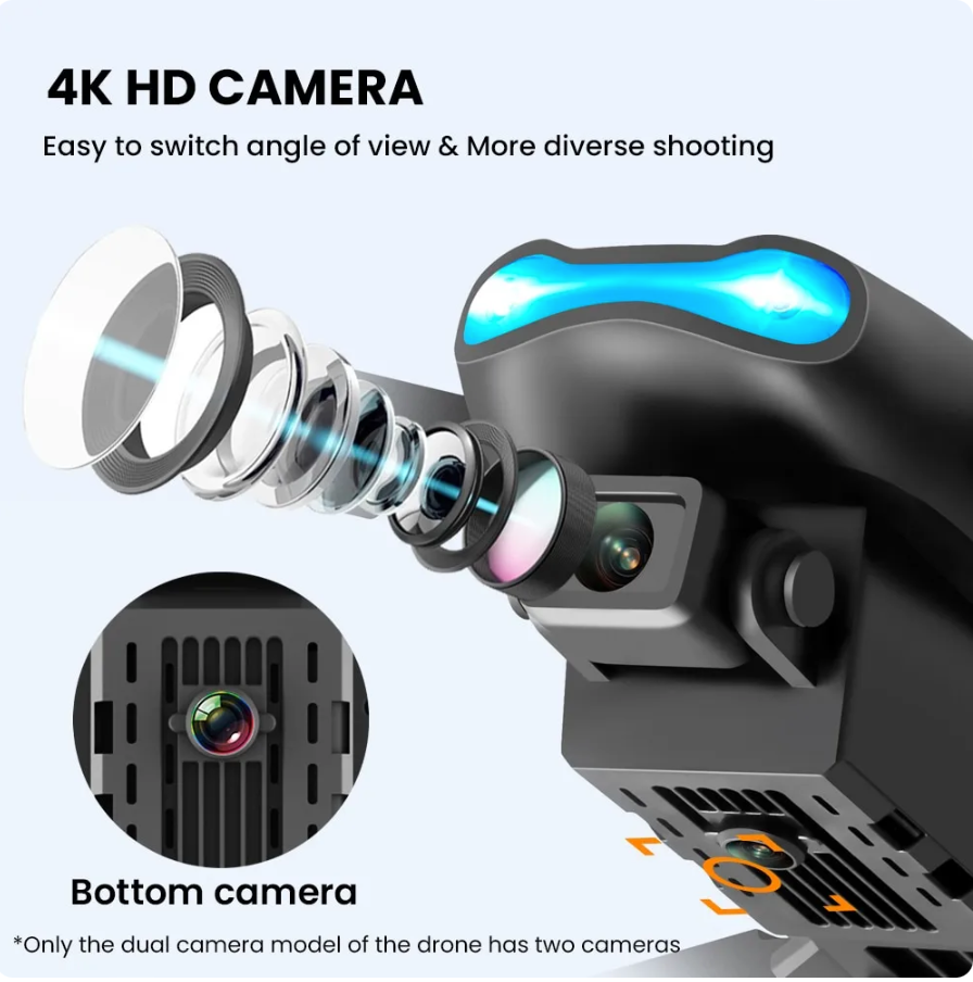 デュアルHDカメラとwifiを備えたミニクワッドコプター,e99 k3 pro 4k,高保持モード,折りたたみ式,航空写真用
