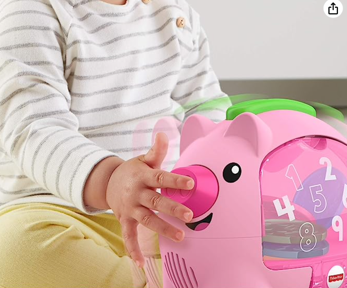 Fisher-Price Laugh & Learn Musical Toy Count & Rumble Piggy Bank With Songs And Motion For Baby & Toddler Ages 6+ Months