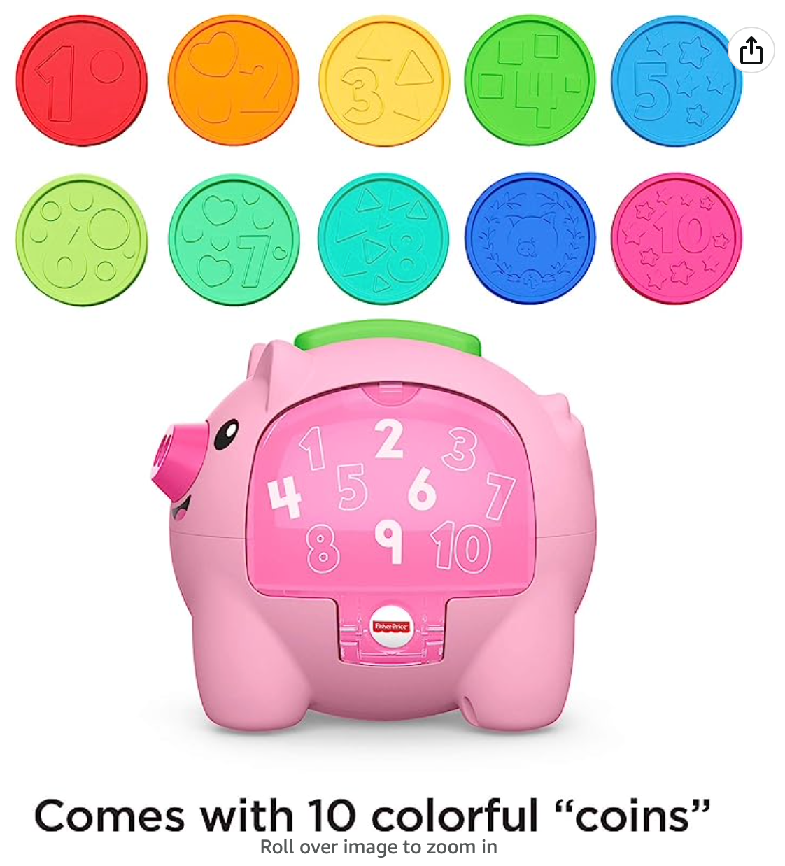 Fisher-Price Laugh & Learn Musical Toy Count & Rumble Piggy Bank With Songs And Motion For Baby & Toddler Ages 6+ Months