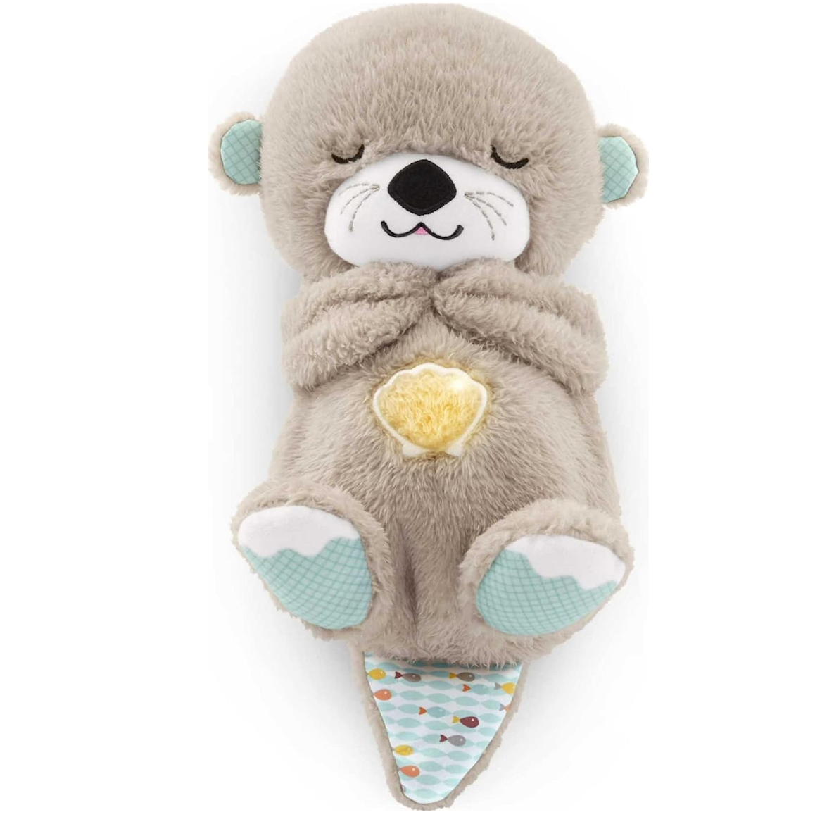 Fisher-Price Sound Machine Soothe 'N Snuggle Otter Portable Plush Baby Toy with Sensory Details Music Lights & Rhythmic Breathing Motion