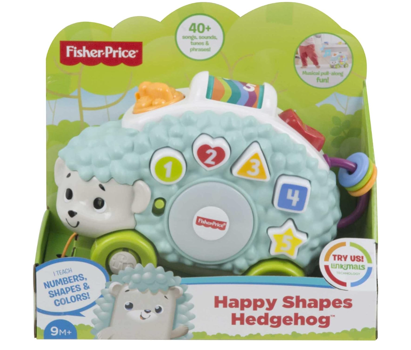 Fisher-Price Linkimals Learning Toy Happy Shapes Hedgehog Pull Along With Interactive Music And Lights For Baby And Toddler
