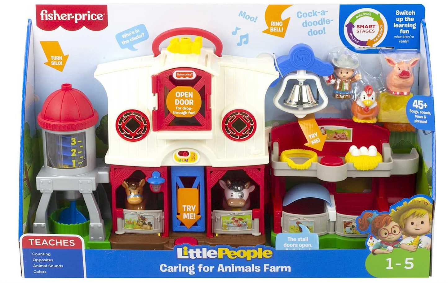 Fisher-Price Little People Toddler Learning Toy Caring For Animals Farm Electronic Playset With Smart Stages For Ages 1+ Years