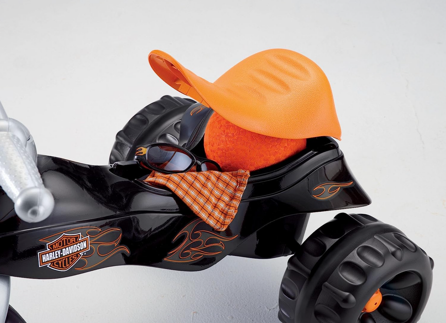 Fisher-Price Harley-Davidson Toddler Tricycle Tough Trike Bike with Handlebar Grips and Storage for Kids