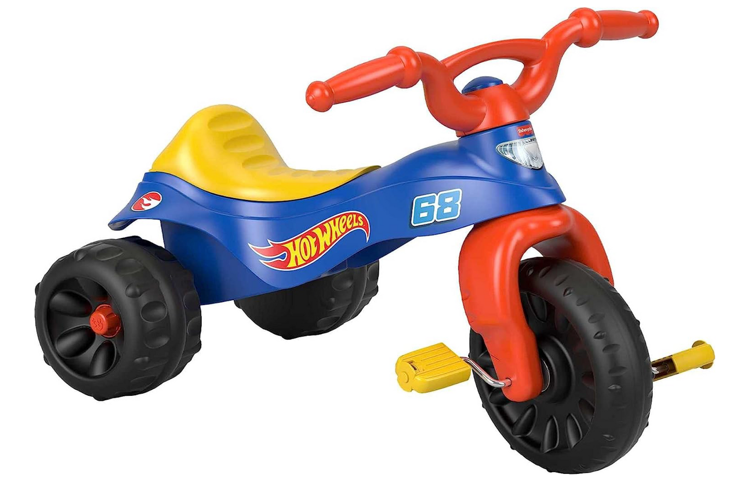 Fisher-Price Hot Wheels Toddler Tricycle Tough Trike Bike with Handlebar Grips and Storage for Preschool Kids