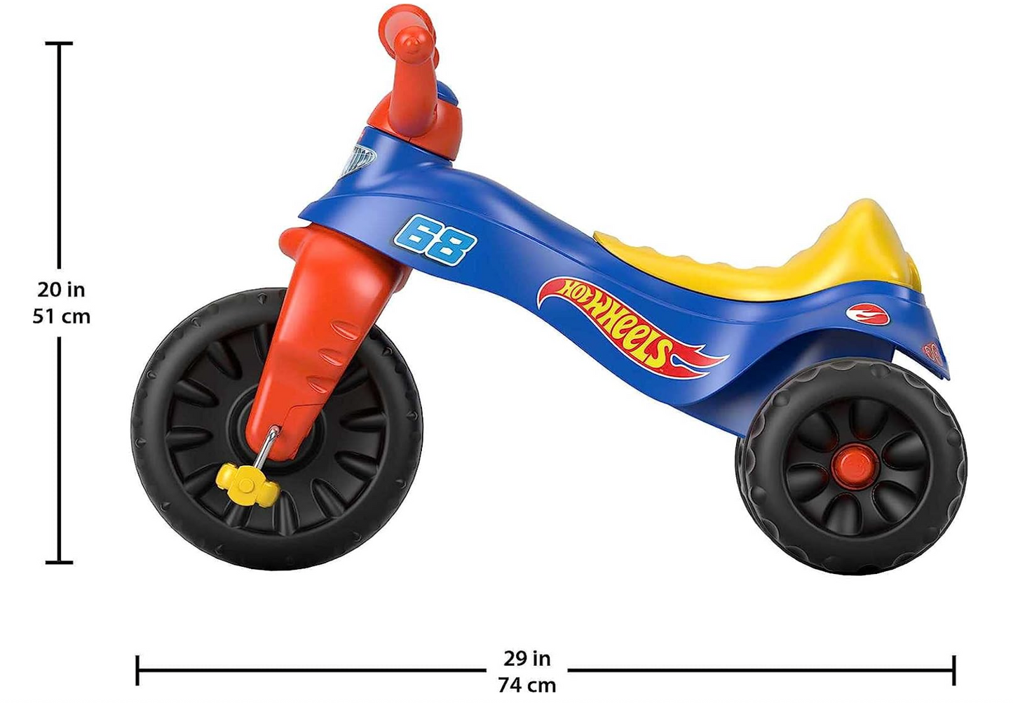 Fisher-Price Hot Wheels Toddler Tricycle Tough Trike Bike with Handlebar Grips and Storage for Preschool Kids