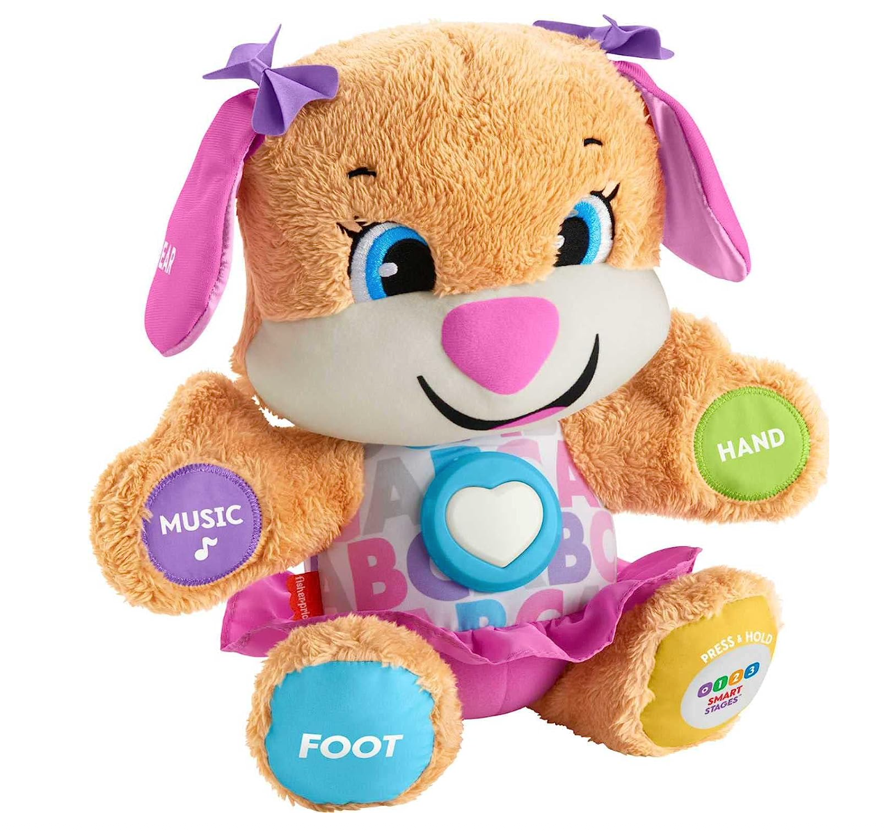 Fisher-Price Laugh & Learn Baby & Toddler Toy Smart Stages Sis Interactive Plush Dog with Music Lights & Learning Content for Ages 6+ Months