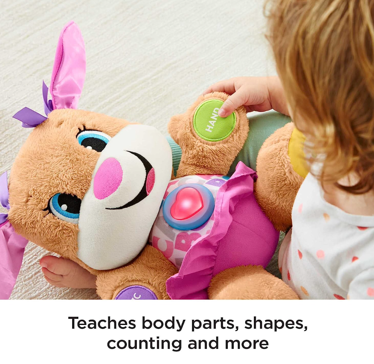 Fisher-Price Laugh & Learn Baby & Toddler Toy Smart Stages Sis Interactive Plush Dog with Music Lights & Learning Content for Ages 6+ Months