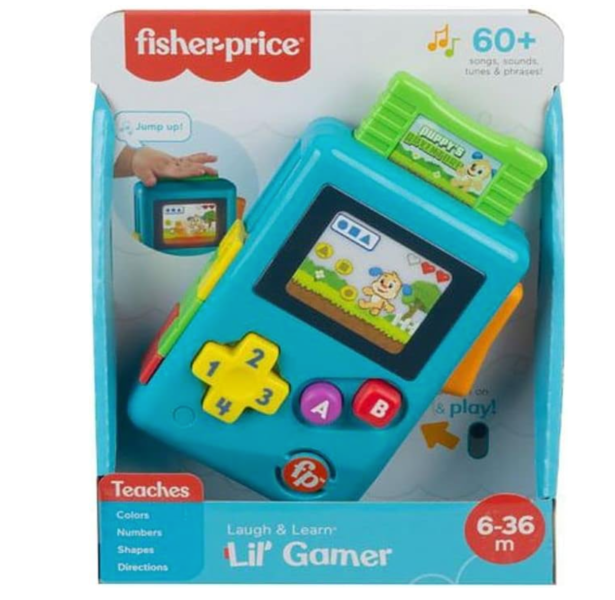 Fisher-Price Laugh & Learn Baby & Toddler Toy Lil’ Gamer Pretend Video Game with Lights & Learning Songs for Ages 6+ Months,Blue