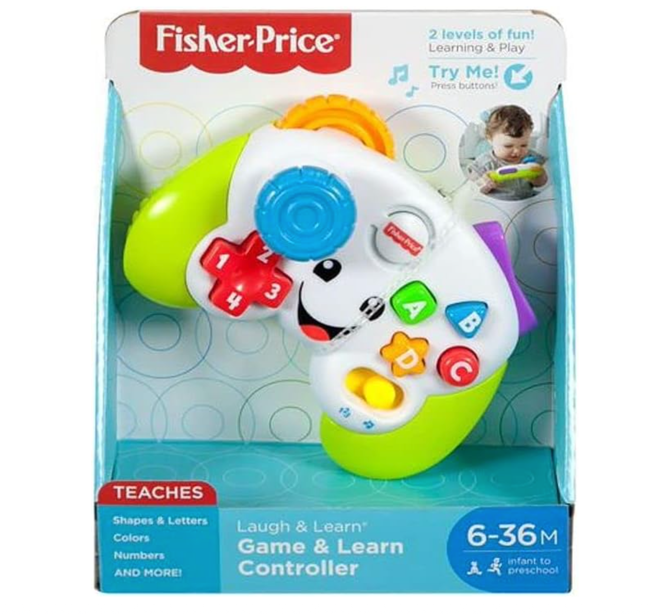 Fisher-Price Laugh & Learn Baby & Toddler Toy Game & Learn Controller Pretend Video Game with Music Lights & Activities Ages 6+ Months