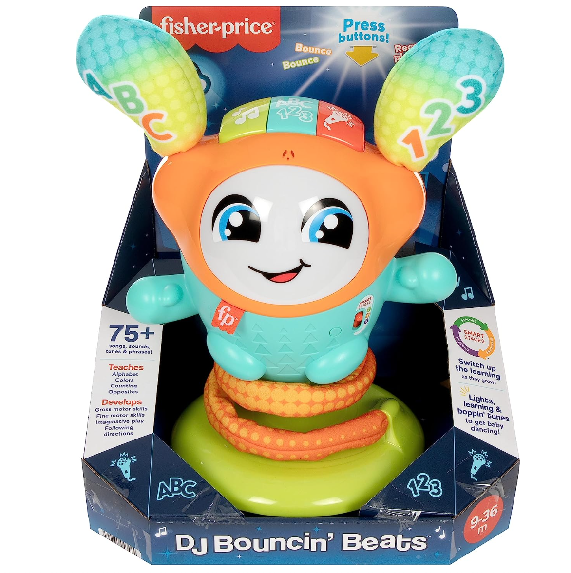Fisher-Price Baby & Toddler Learning Toy Dj Bouncin’ Beats With Music Lights & Bouncing Action For Ages 6+ Months