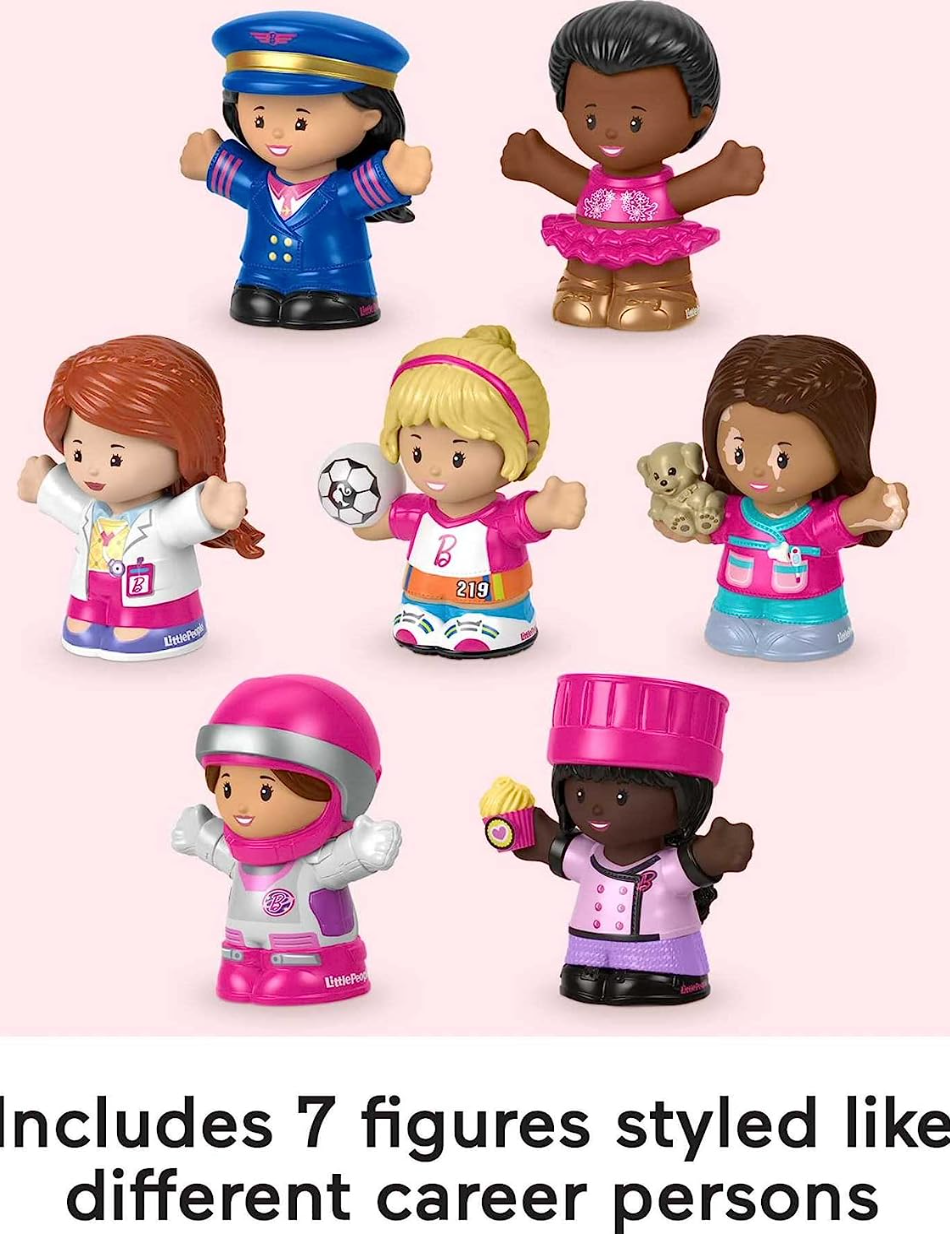 Little People Barbie Toddler Toys, You Can Be Anything Figure Pack, 7 Characters for Pretend Play Ages 18+ Months
