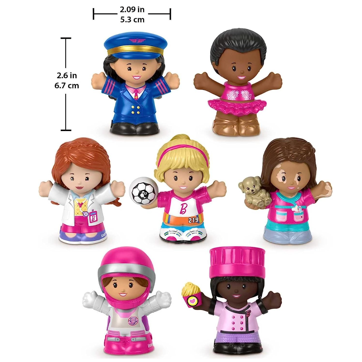 Little People Barbie Toddler Toys, You Can Be Anything Figure Pack, 7 Characters for Pretend Play Ages 18+ Months