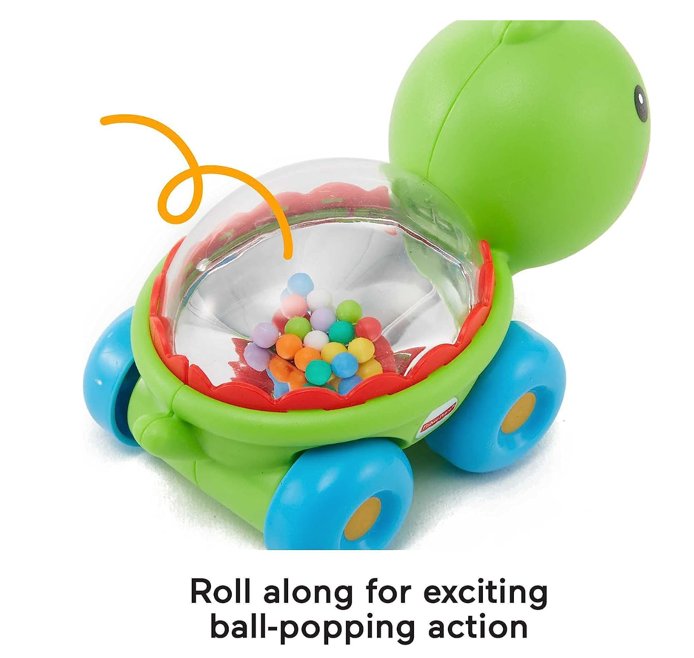 Fisher-Price Baby Crawling Toy Poppity Pop Turtle Push-Along Vehicle With Ball Popping Sounds For Ages 6+ Months