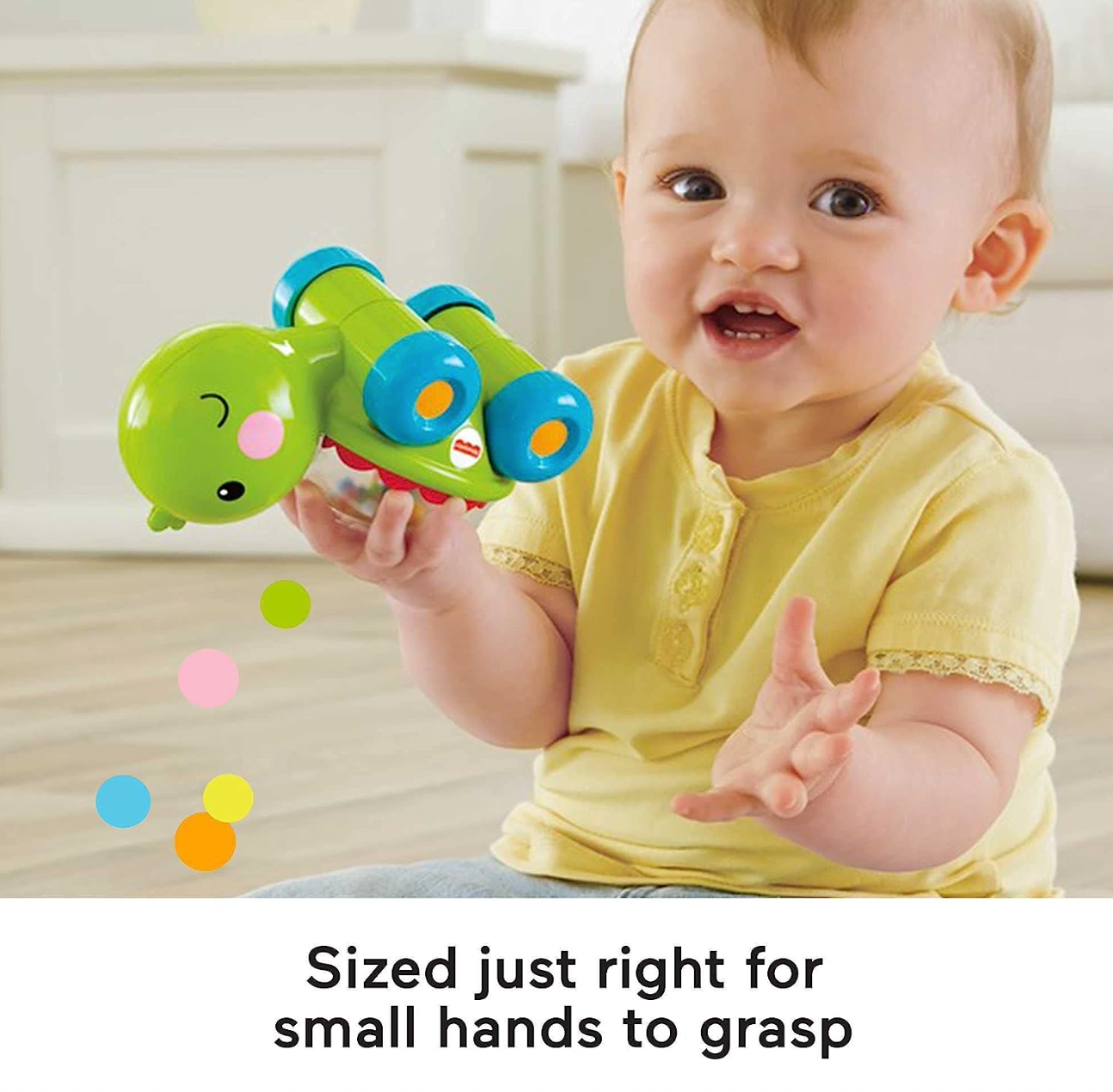 Fisher-Price Baby Crawling Toy Poppity Pop Turtle Push-Along Vehicle With Ball Popping Sounds For Ages 6+ Months