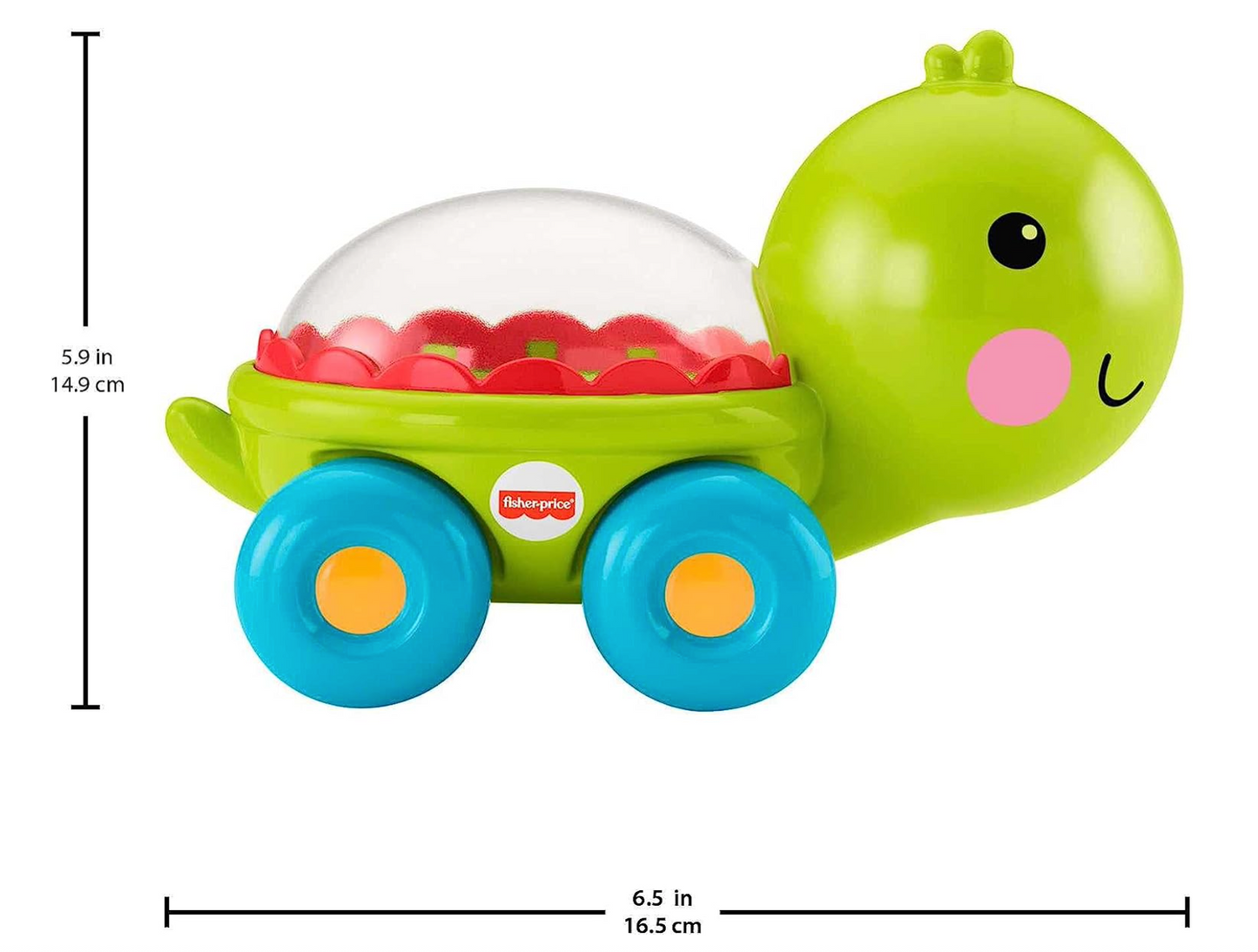 Fisher-Price Baby Crawling Toy Poppity Pop Turtle Push-Along Vehicle With Ball Popping Sounds For Ages 6+ Months