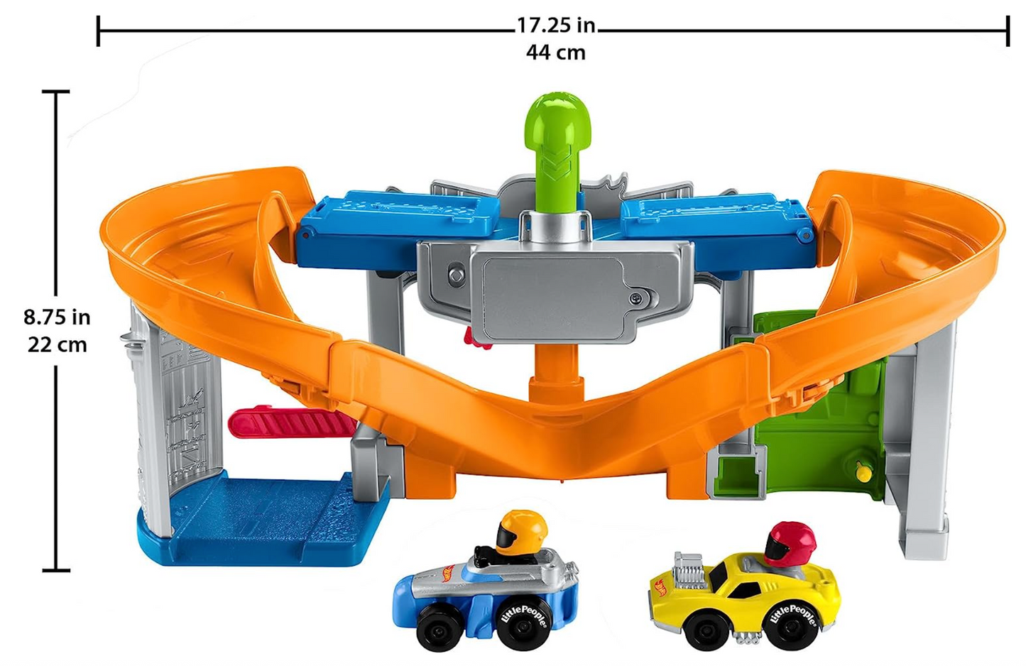 Fisher-Price Little People Hot Wheels Toddler Playset Race and Go Track Set with Lights Sounds & 2 Toy Cars for Ages 18+ Months