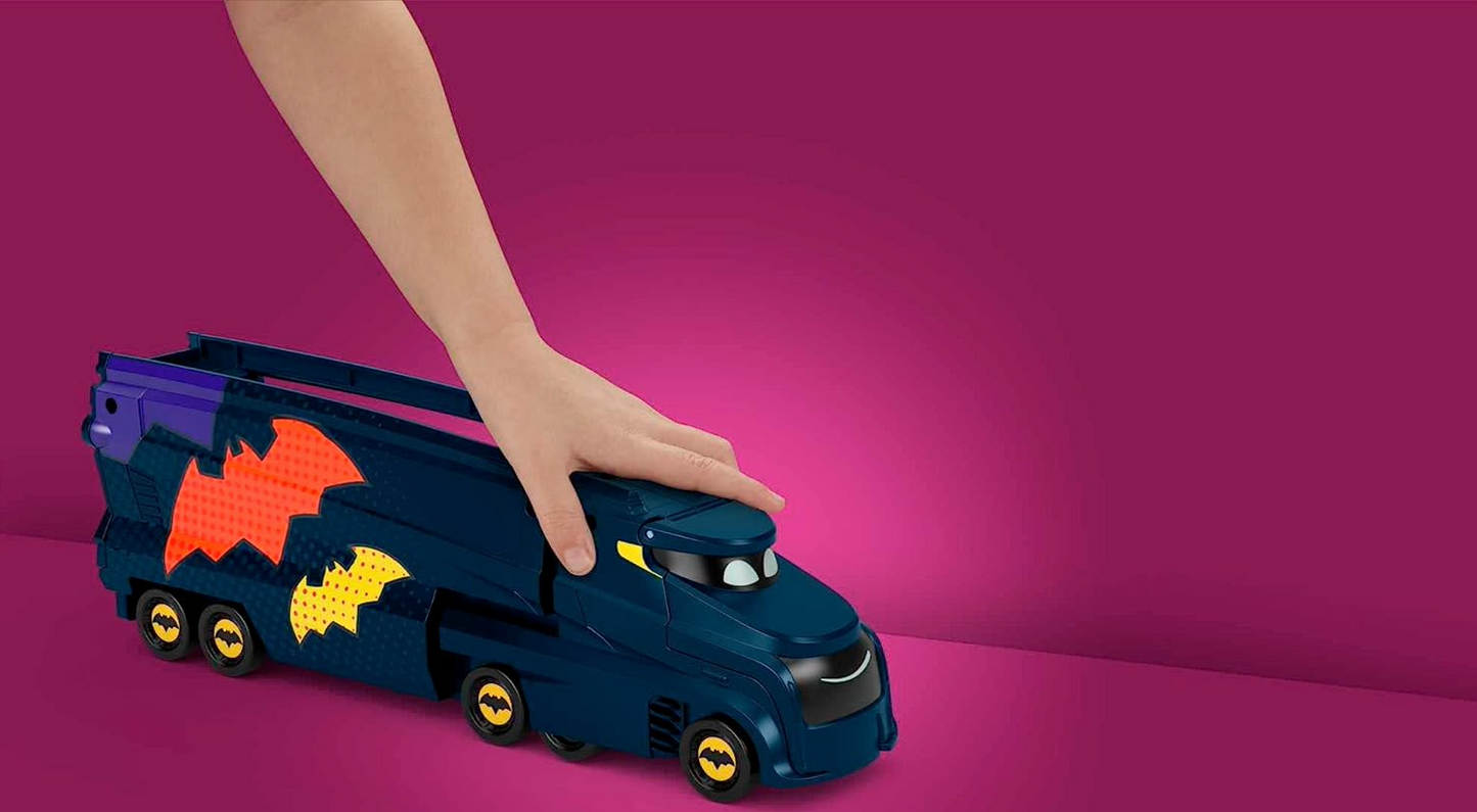 Fisher-Price DC Batwheels Toy Hauler and Car, Bat-Big Rig with Ramp and Bam The Batmobile 1:55 Scale Diecast Toy Vehicle, Ages 3+ Years
