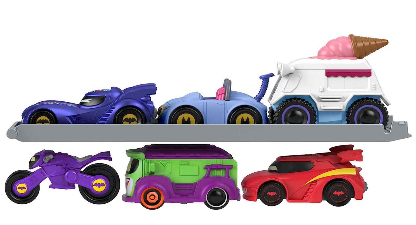 Fisher-Price DC Batwheels Toy Hauler and Car, Bat-Big Rig with Ramp and Bam The Batmobile 1:55 Scale Diecast Toy Vehicle, Ages 3+ Years