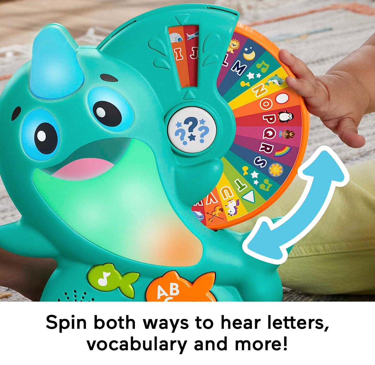 Fisher-Price Linkimals Toddler Toy Learning Narwhal with Interactive Lights Music & Educational Games for Ages 18+ Months