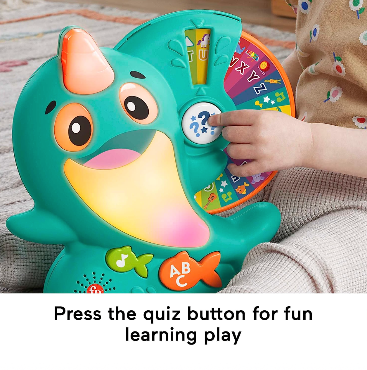 Fisher-Price Linkimals Toddler Toy Learning Narwhal with Interactive Lights Music & Educational Games for Ages 18+ Months