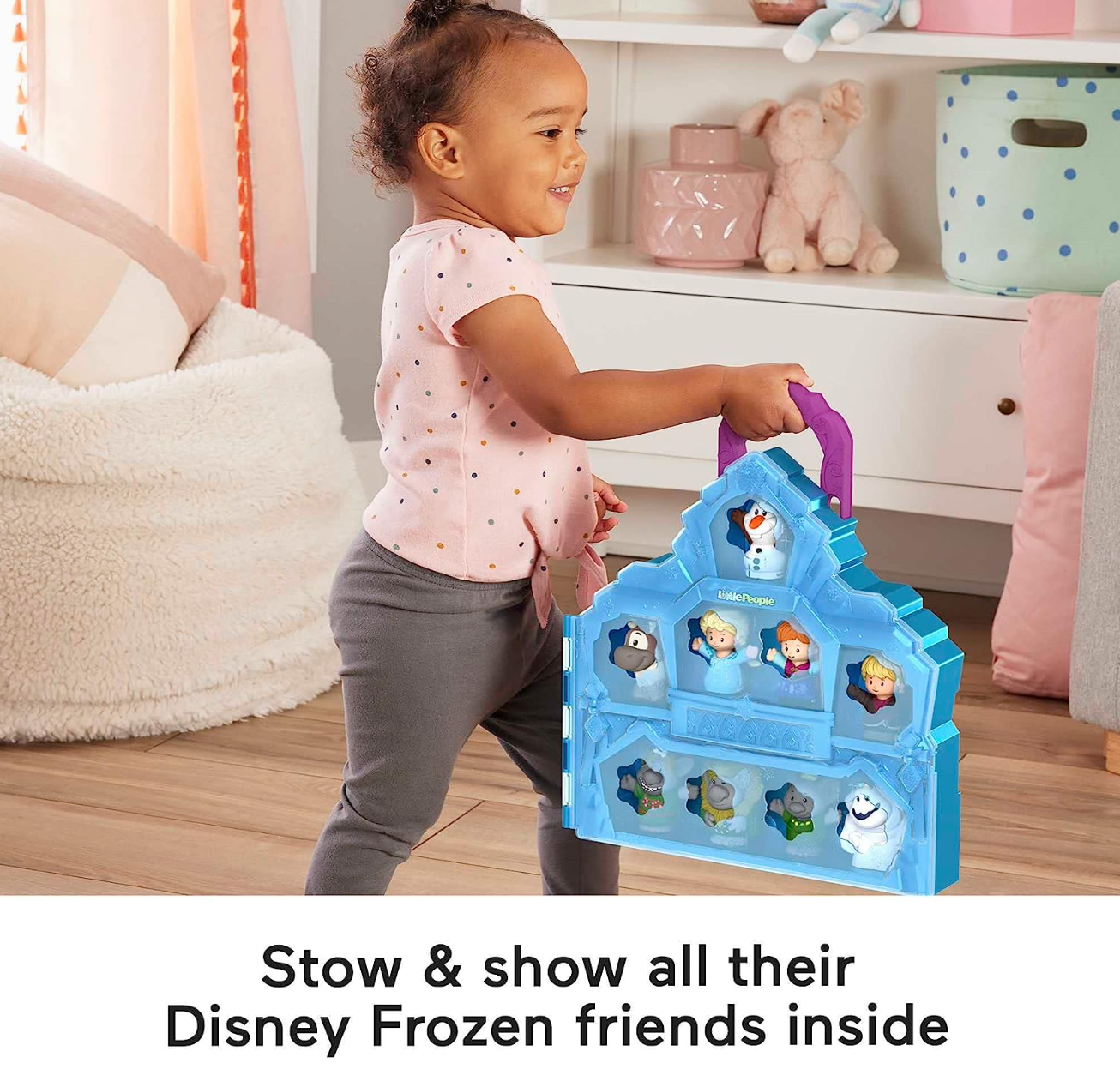 Fisher-Price Little People Toddler Playset Disney Frozen Carry Along Castle Case with 9 Figures for Preschool Kids Ages 18+ Months