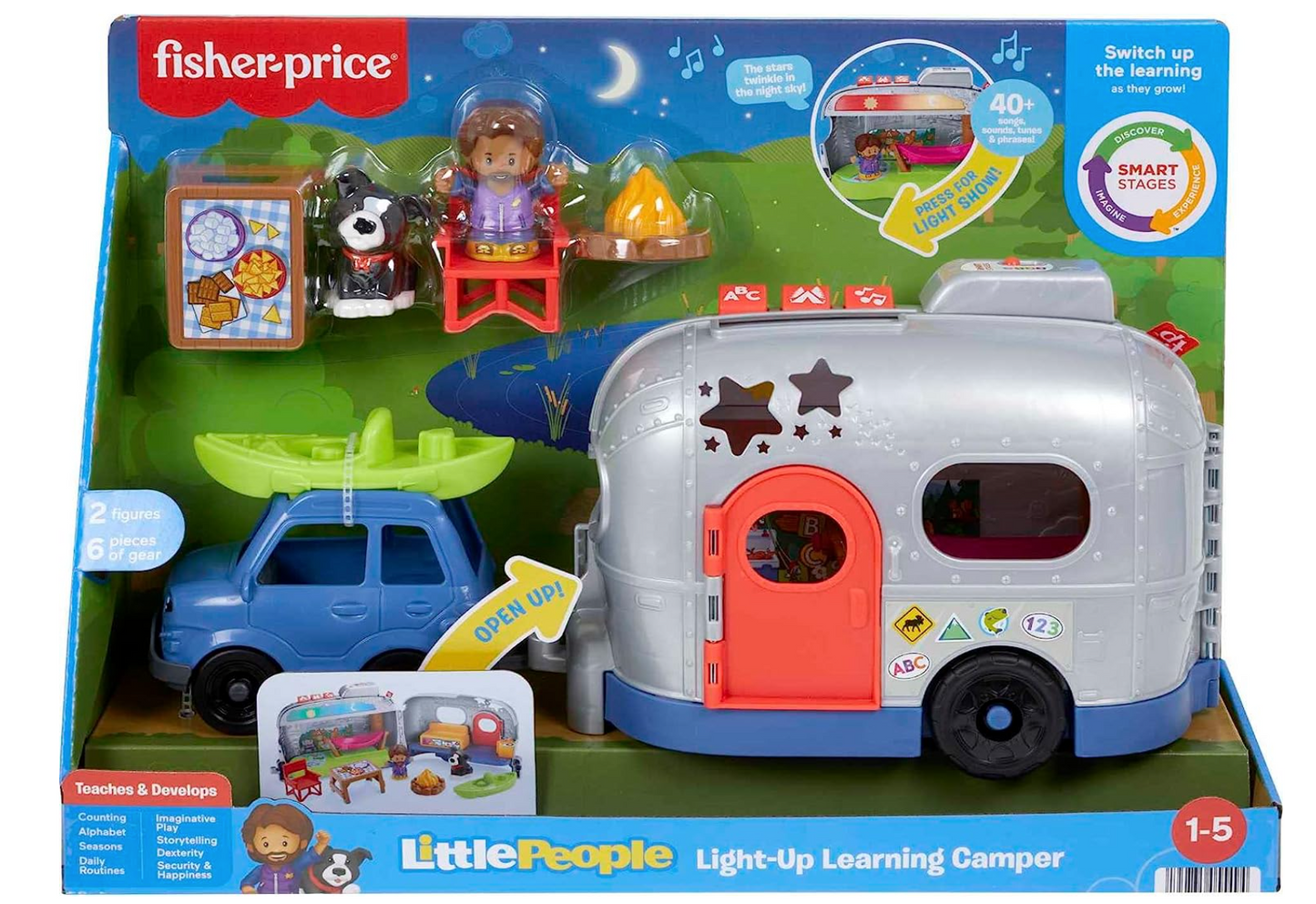 Fisher-Price Little People Toddler Playset, Light-Up Learning Camper, Electronic Toy with Lights and Music for Ages 1-5 Years