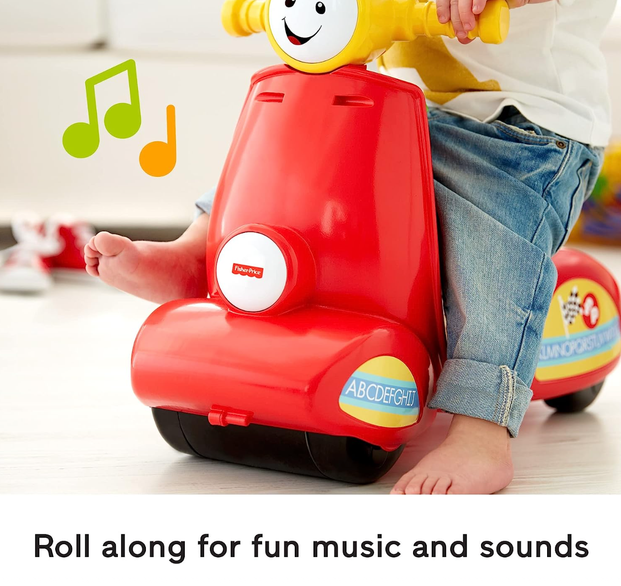 Fisher-Price Laugh & Learn Toddler Ride-On, Smart Stages Scooter, Musical Learning Toy with Motion-Activated Songs for Ages 1+ Years