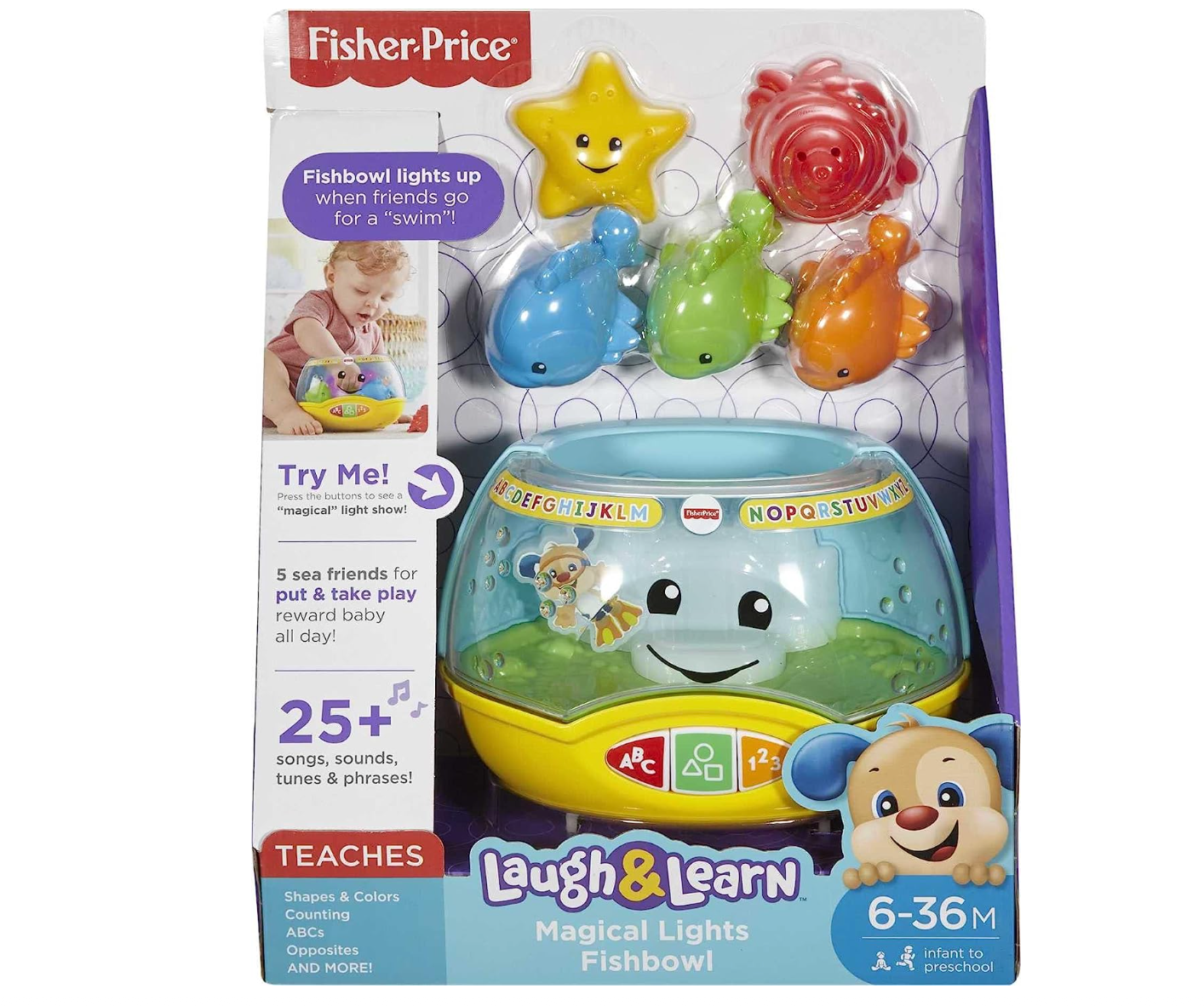Fisher-Price Laugh & Learn Baby & Toddler Toy Magical Lights Fishbowl With Smart Stages Learning Content For Ages 6+ Months