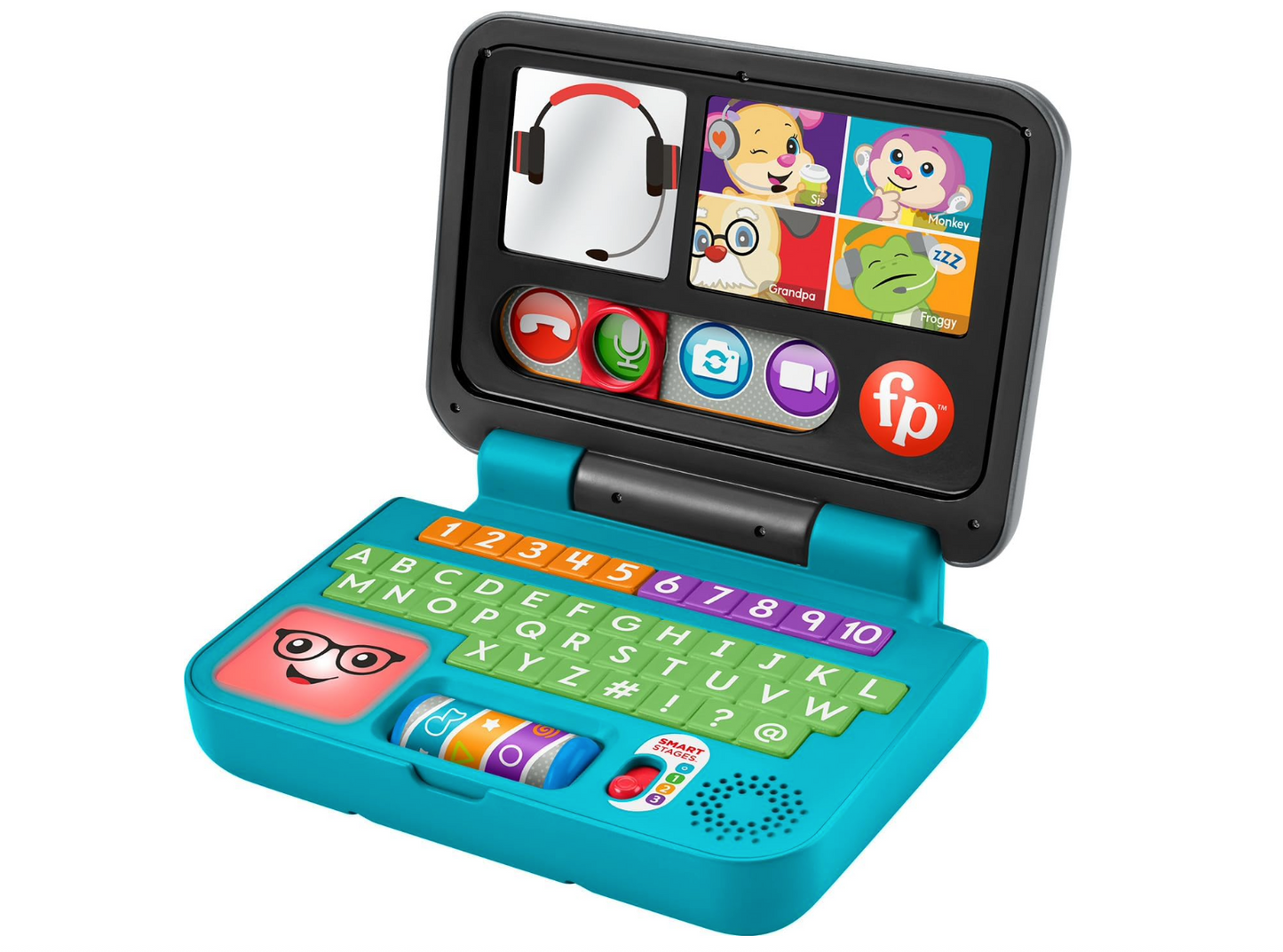 Fisher-Price Laugh & Learn Baby to Toddler Toy Let's Connect Laptop Pretend Computer with Smart Stages for Ages 6+ Months