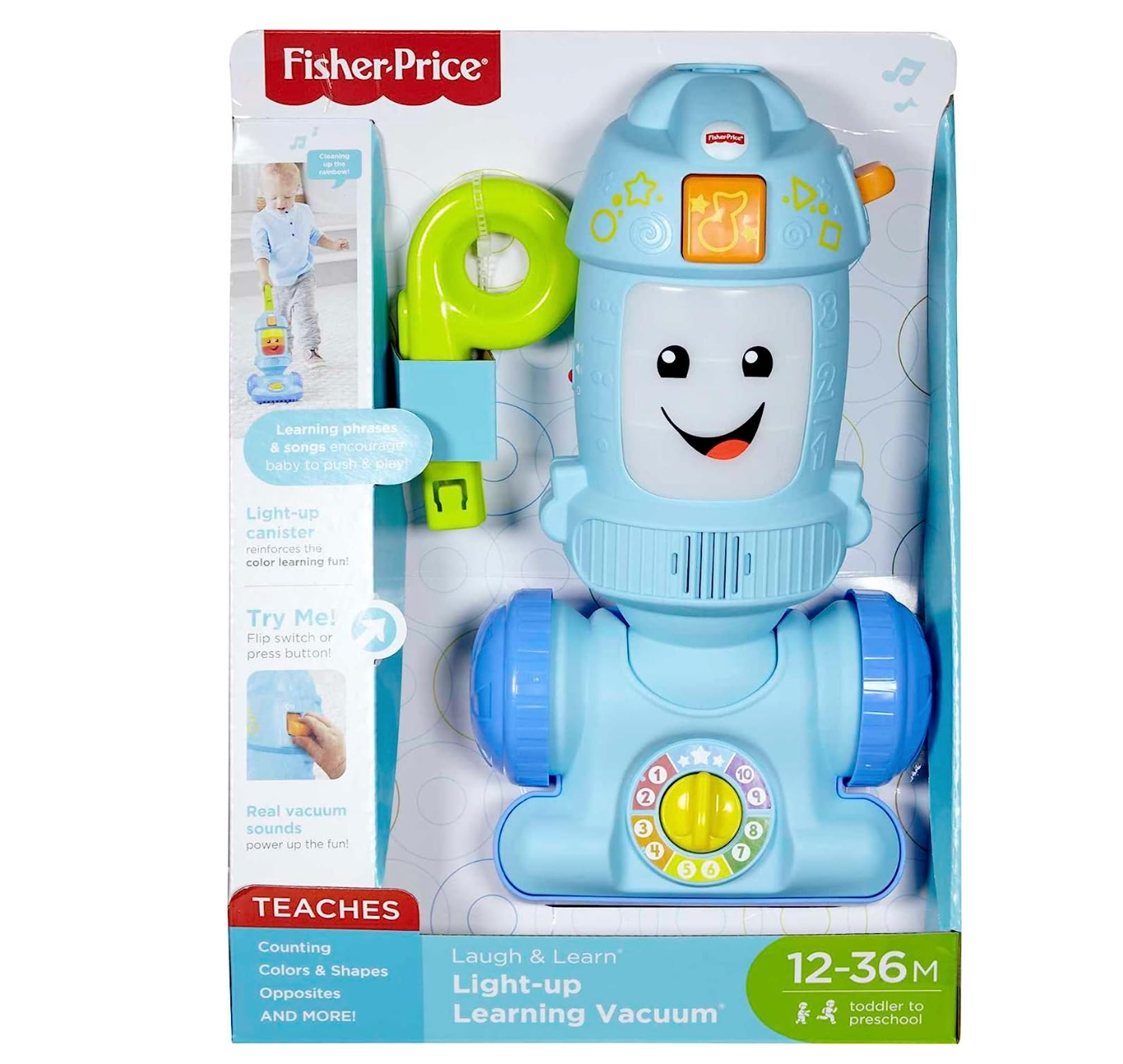 Fisher-Price Laugh & Learn Toddler Toy Light-Up Learning Vacuum Musical Push Along For Pretend Play Ages 1+ Years