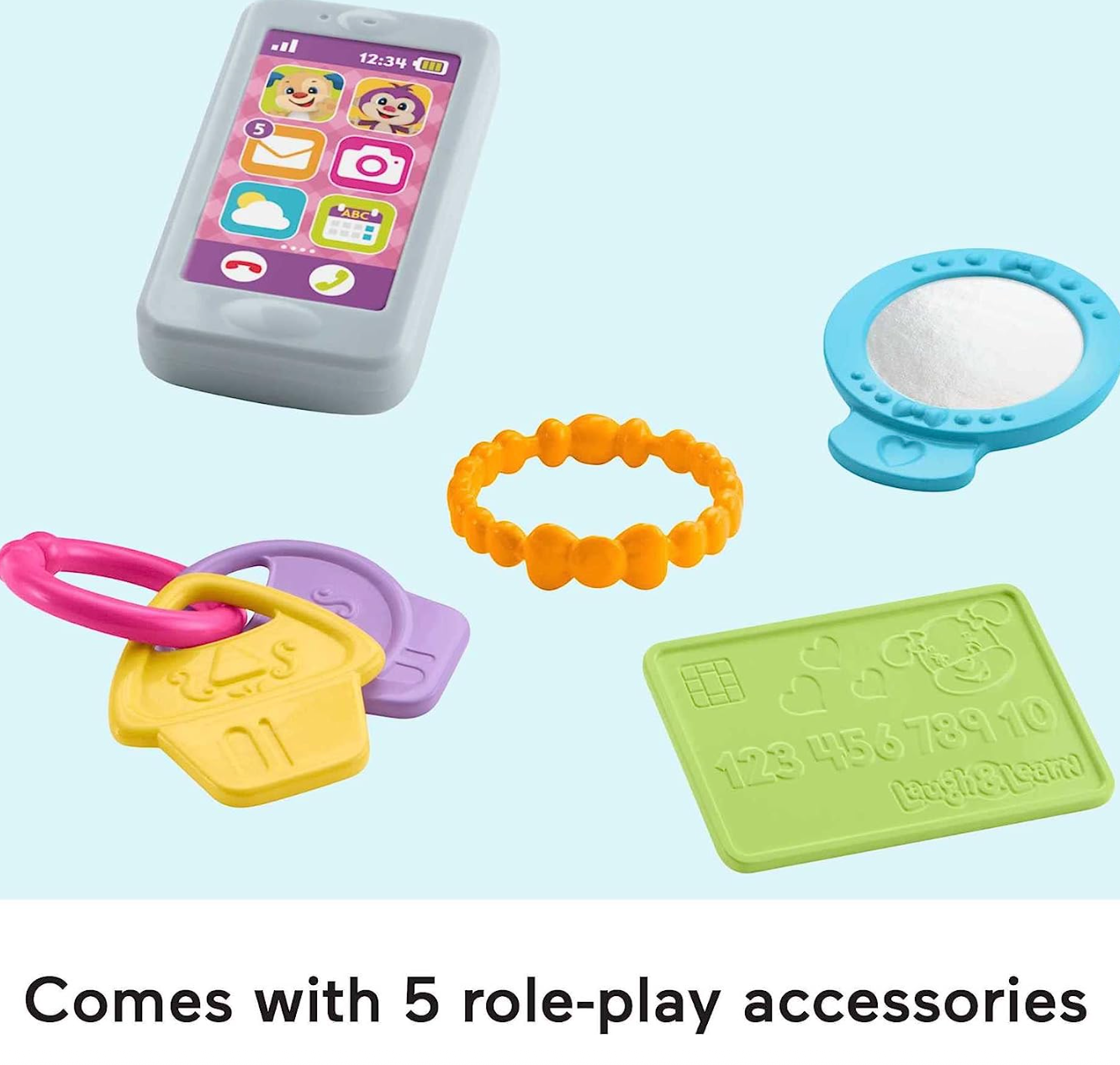 Fisher-Price Laugh & Learn Baby & Toddler Toy My Smart Purse Pretend Dress Up Set With Lights & Learning Songs For Ages 6+ Months
