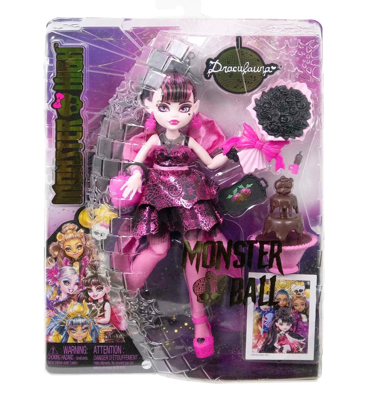 Monster High Draculaura Doll in Monster Ball Party Dress with Themed Accessories Like Chocolate Fountain