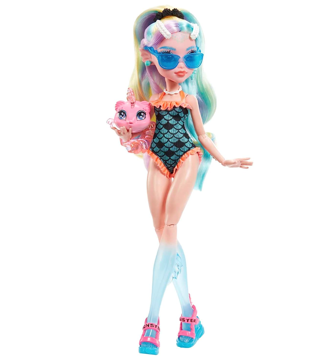 Monster High Lagoona Blue Fashion Doll with Colorful Streaked Hair, Signature Look, Accessories & Pet Piranha