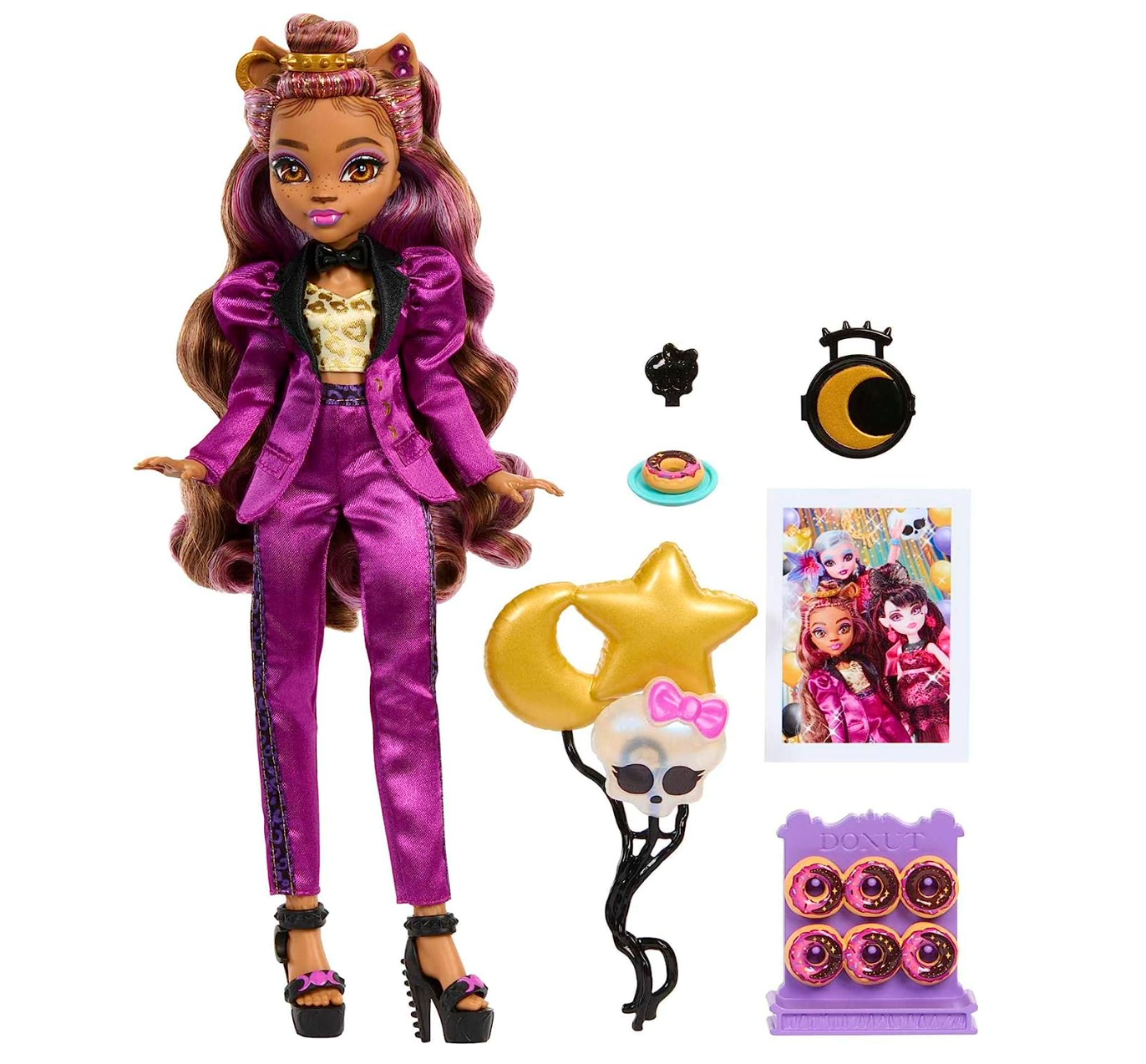 Monster High Clawdeen Wolf Doll in Monster Ball Party Fashion with Themed Accessories Like Balloons