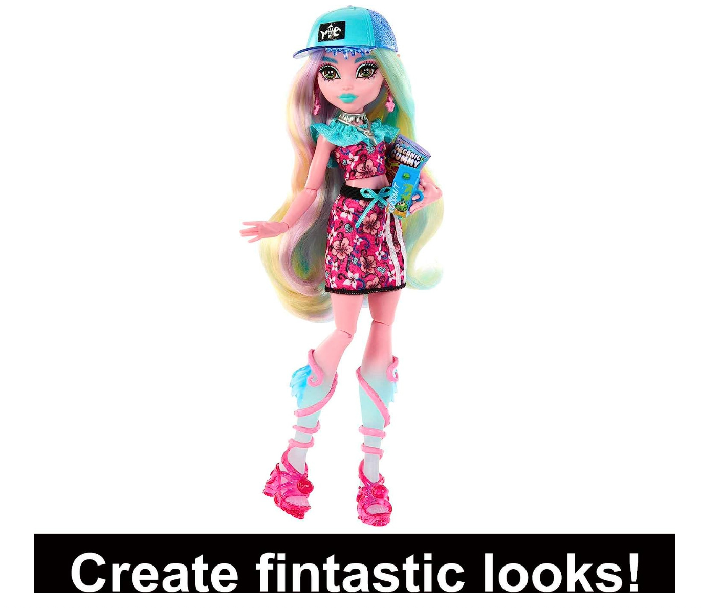 Monster High - Bambola e set moda, Lagoona Blue con armadietto per vestirsi e oltre 19 sorprese, Skulltimate Secrets