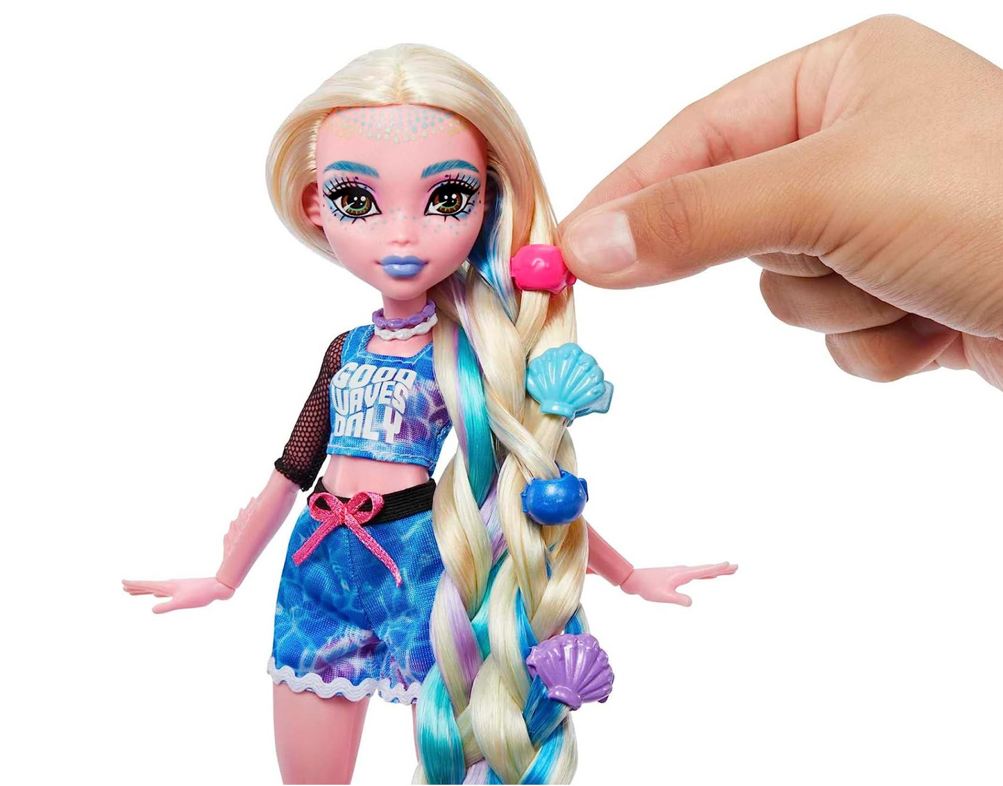 Monster High Doll, Lagoona Blue Spa Day Set with Wear and Share Accessories Like Hair Clips, Hair Chalk and Tattoos