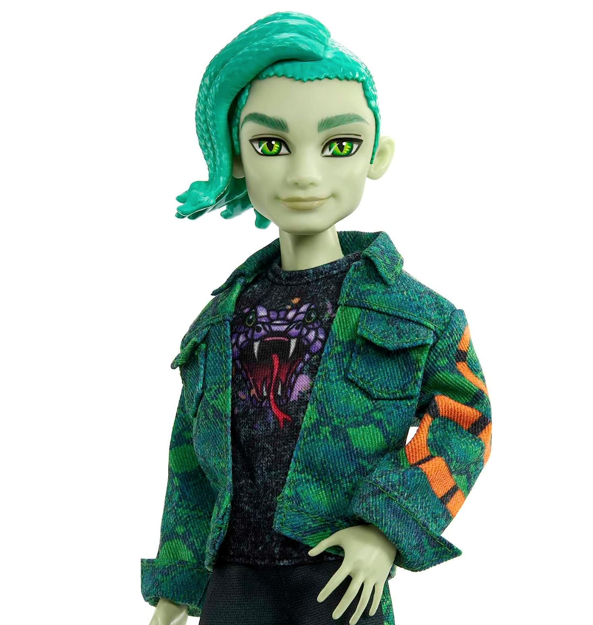 Monster High Deuce Gorgon Fashion Doll with Denim Snake Jacket, Signature Look, Accessories & Pet