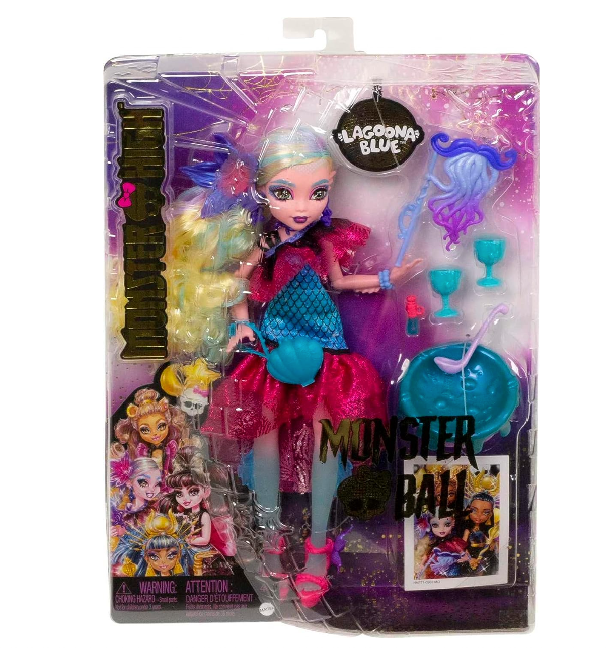 Monster High Lagoona Blue Doll in Monster Ball Party Dress with Themed Accessories Like Balloons