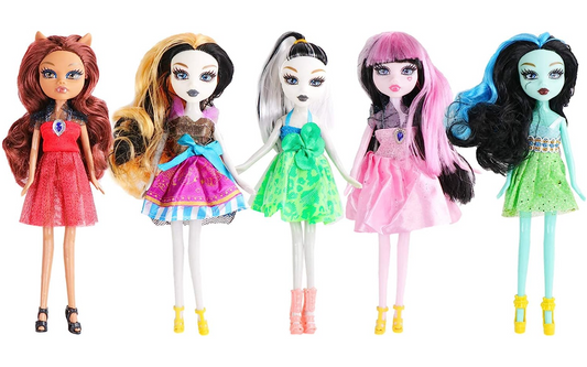 ONEST 5 Sets 9 Inch Monster Girl Dolls Include 5 Pieces Girl Monster Dolls, 5 Pieces Handmade Doll Clothes, 5 Pairs of Doll Shoes