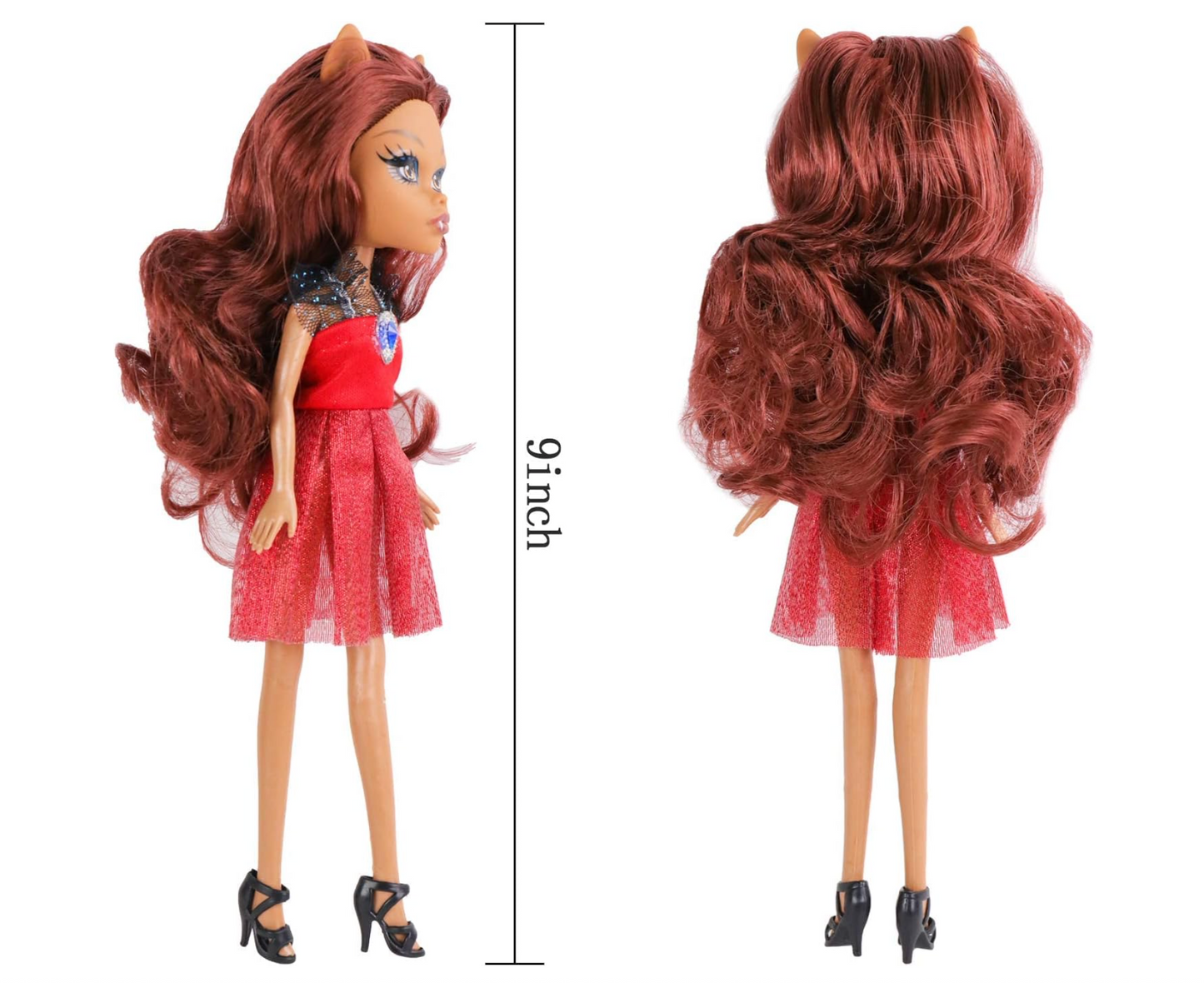 ONEST 5 Sets 9 Inch Monster Girl Dolls Include 5 Pieces Girl Monster Dolls, 5 Pieces Handmade Doll Clothes, 5 Pairs of Doll Shoes