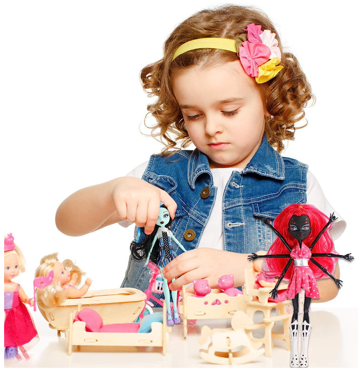 ONEST 5 Sets 11 Inch Monster Girl Dolls Include 5 Pieces Girl Monster Dolls, 5 Pieces Handmade Doll Clothes, 5 Pairs of Doll Shoes