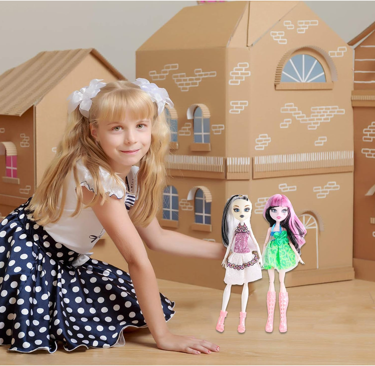 ONEST 5 Sets 11 Inch Monster Girl Dolls Include 5 Pieces Girl Monster Dolls, 5 Pieces Handmade Doll Clothes, 5 Pairs of Doll Shoes