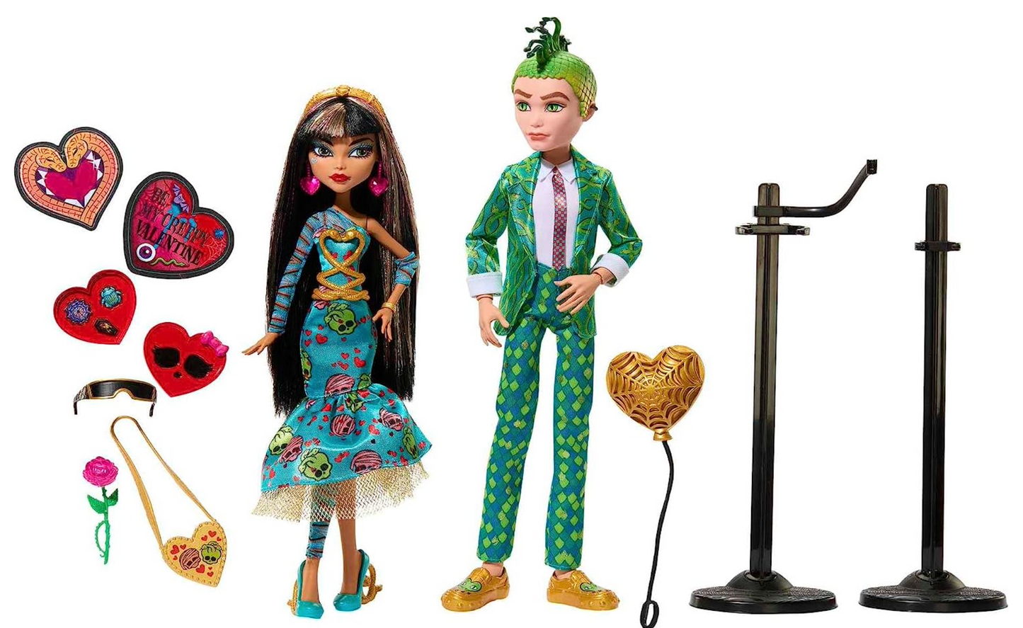 Monster High Dolls, Cleo De Nile and Deuce Gorgon Howliday Love Edition Collector 2-Pack with Valentine's Accessories