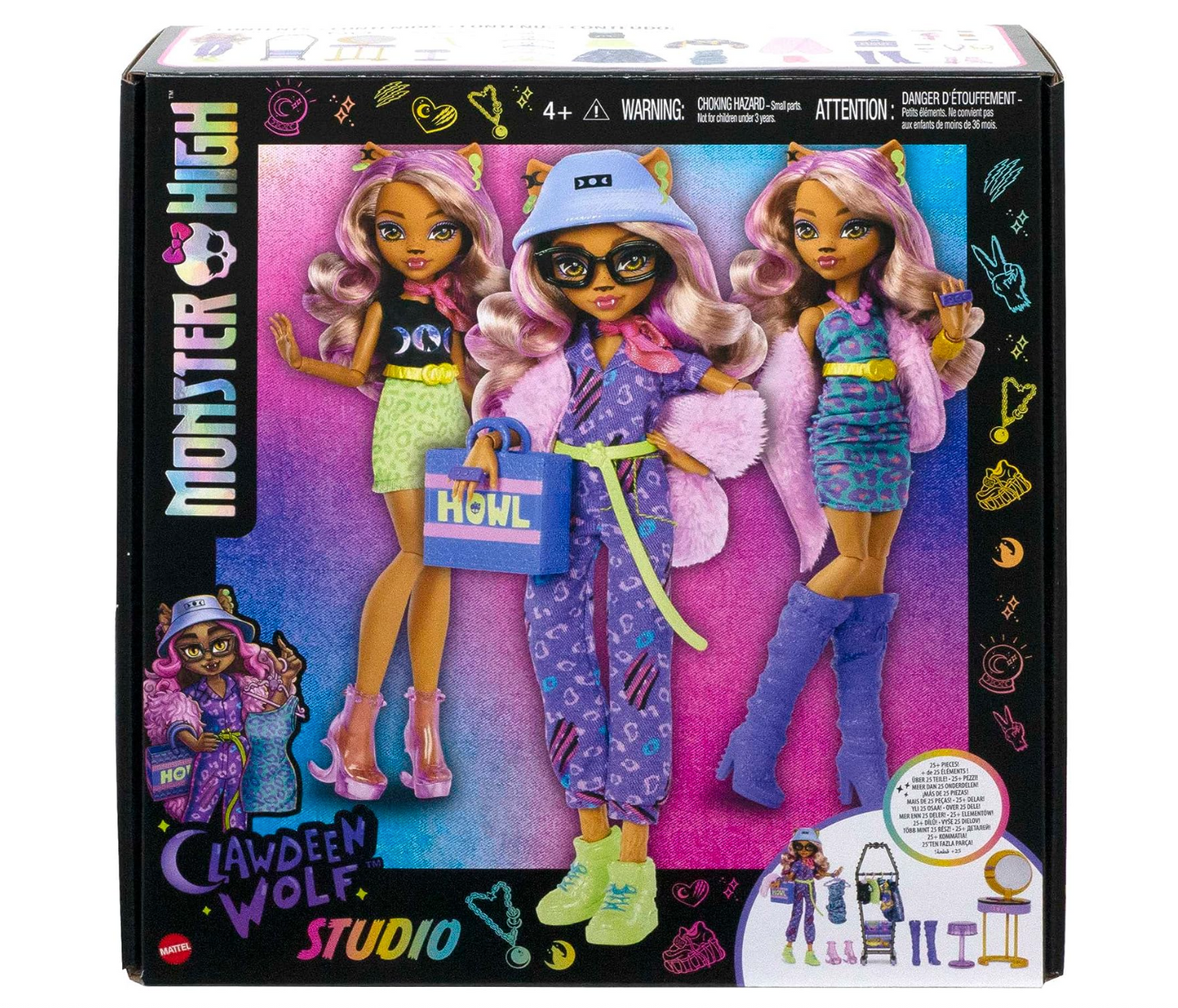Monster High Doll and Playset, Clawdeen Wolf Boo-Tique Studio with Fashion Accessories, 20+ Pieces for Mix-And-Match Outfits